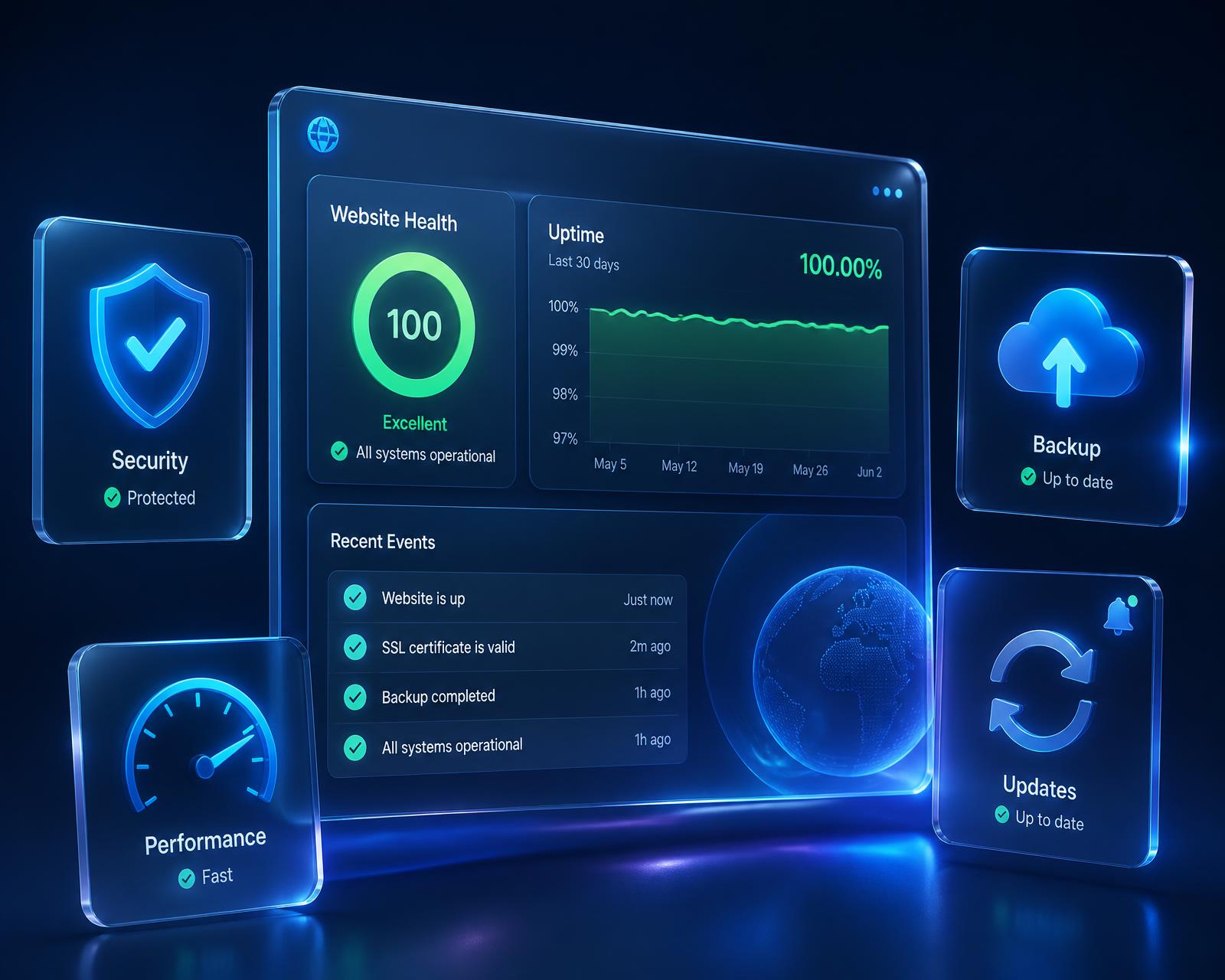 Website monitoring dashboard showcase